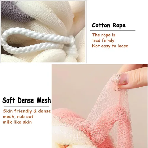Miniatura 5 de AARAINBOW Paquete de 2 esponjas de espalda elásticas largas mejoradas con asas de cuerda, esponja de malla para baño, ducha, esponja exfoliante