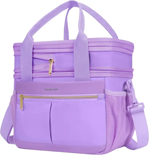 Miniatura 9 de Lonchera para Mujeres de Doble Nivel Aislada Bolsa de Almuerzo para Mujeres Expandible a Prueba de Fugas Reutilizable Bolsa Refrigeradora de Champán