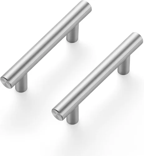 Miniatura 35 de JOY DECOR - Paquete de 5 tiradores de 4 pulgadas para armarios con orificio central de 2-1/2 pulgadas, herrajes de latón cepillado para armarios