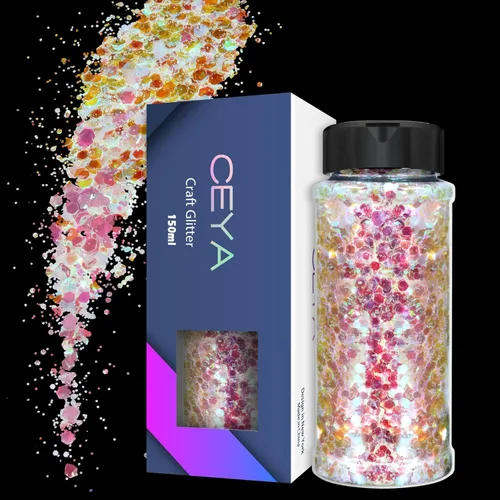 Miniatura 12 de Ceya Chameleon Brillantina Gruesa, 3.5 onzas/100g, Polvo de Brillantina Artesanal Color Crepúsculo que Cambia de Color, Escamas y Lentejuelas