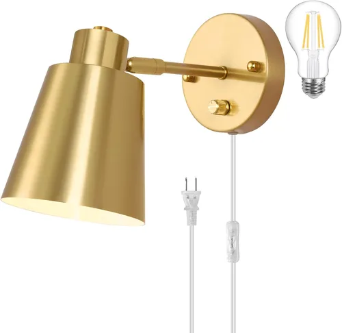 Miniatura 9 de VATONI Aplique de pared enchufable, aplique de pared regulable, luces de pared ajustables con cable de enchufe e interruptor giratorio