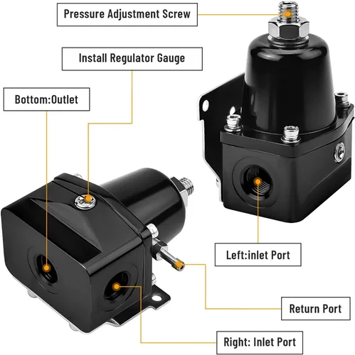 Miniatura 4 de Kit regulador de presión de combustible EFI con retorno de derivación 0-100psi, manómetro de presión, conectores de manguera de línea de combustible