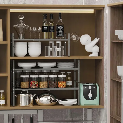 Miniatura 3 de Jojocross Estante organizador de especias apilable expandible en gabinetes, estantes de cocina, armarios de cocina, estantes apilables, despensa, 1
