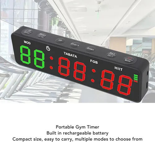 Miniatura 4 de lyrlody Temporizador de gimnasio, reloj de pared digital, cronómetro de cuenta regresiva, ejercicio de los años 20, ciclo de descanso de 10s