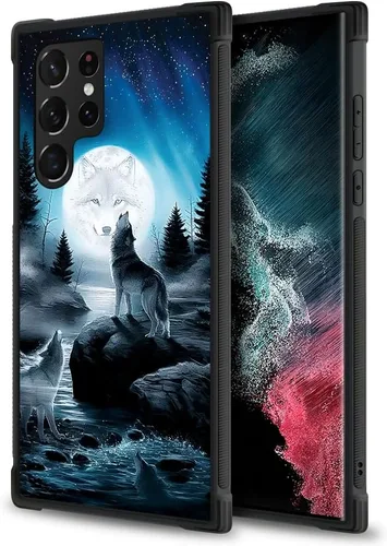 Miniatura 2 de CARLOCA Funda compatible con Samsung Galaxy S22 Ultra, diseño gráfico de Star Howling Wolfs Samsung Galaxy S22 Ultra, diseño gráfico, a prueba