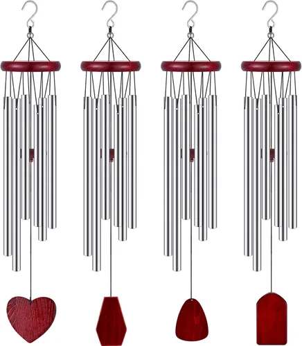 Miniatura 11 de Tatuo 4 Piezas Carillones de Viento Conmemorativos de 28 Pulgadas de Madera Carillones de Viento de Condolencia Regalo de Condolencias DIY