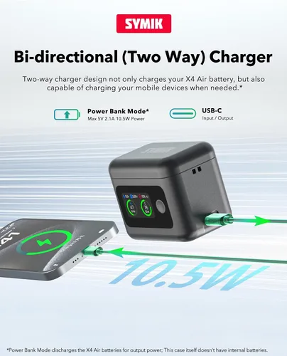 Miniatura 4 de Cargador de batería rápido para Insta360 X4 Air (no para X4), concentrador de cargador bidireccional inteligente de 27 W con pantalla LCD, muestra