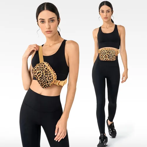 Miniatura 2 de SOVICO Riñonera de moda para mujer, riñonera con correa ajustable, riñonera para viajes, entrenamiento, correr, senderismo, A4. Estampado