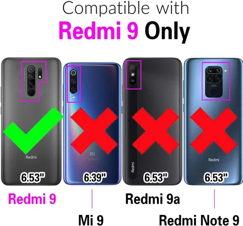 Miniatura 2 de Asuwish Funda de teléfono para Xiaomi Redmi 9 con protector de pantalla de vidrio templado y accesorios para celda Kickstand protector resistente