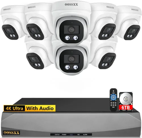 Miniatura 11 de OOSSXX Sistema de cámara de seguridad 4K PoE con monitor de 10 pulgadas, 4 cámaras con cable para exteriores e interiores, NVR de 4 canales