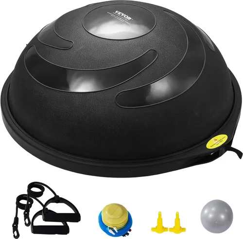 Miniatura 13 de VEVOR Half Exercise Ball Trainer, 23/26 inch Balance Ball Trainer, 1500lbs Capacity Stability Ball, Yoga Ball with Resistance Bands & Foot Pump