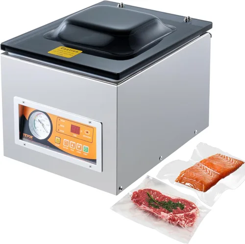 VEVOR Sellador al vacío de cámara, potencia de sellado de 260 W, máquina de envasado al vacío para alimentos húmedos, carnes, adobos y más, tamaño