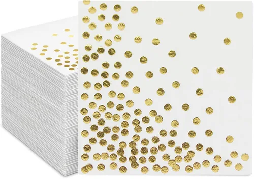 Miniatura 10 de Paquete de 50 servilletas desechables de papel de aluminio dorado para cumpleaños, boda, bebé, despedida de soltera, celebración, fiesta, evento