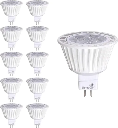 Miniatura 7 de Bioluz LED Paquete de 5 Bombillas MR16 Equivalentes a Halógeno de 50 Vatios Regulables usa 7W, Halógeno 3000K 12V CA/CC, Certificado UL, Alto CRI