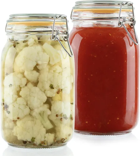 Miniatura 9 de Tarros de vidrio con tapas, tarros de almacenamiento de alimentos de 16 onzas con tapas herméticas a prueba de fugas, tarros de cocina