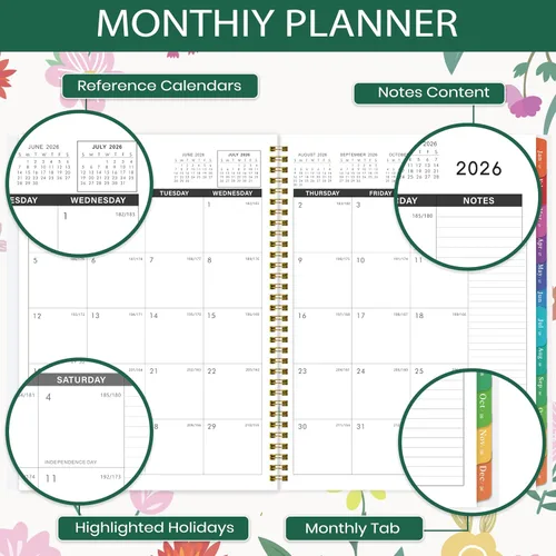 Miniatura 3 de Agenda mensual 2026-2027 – julio 2026 – diciembre 2027, agenda mensual 18 / calendario 2026-2027, 9 x 11 pulgadas, 18 meses, pestañas coloridas