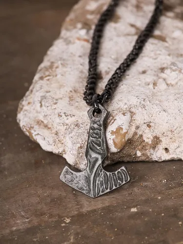 Miniatura 4 de HAQUIL Joyería vikinga, collar con colgante de talismán vikingo de acero inoxidable de hierro forjado antiguo, regalo de joyería vikinga para hombres