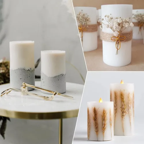 Miniatura 2 de Moldes de vela cilíndrica para hacer velas, 4 moldes de silicona de fundición de pilar para fundición de resina, jabón, espécimen de flores, Moldes