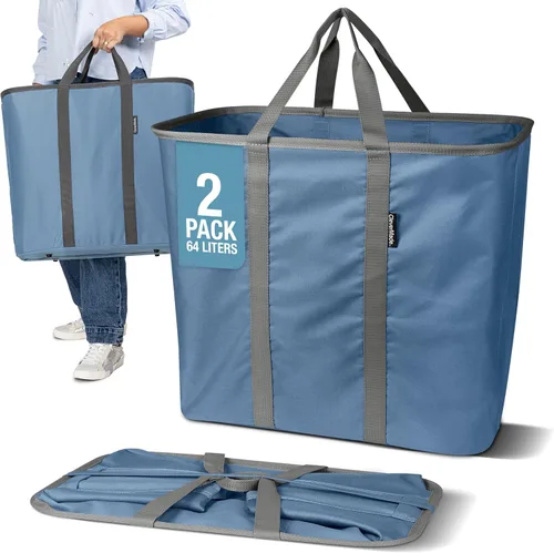 Miniatura 12 de CleverMade Cesta de Lavandería Plegable -LUXE Crema Herringbone 2Pack 64L - Contenedor de Almacenamiento Organizador Plegable Solución para LUXE