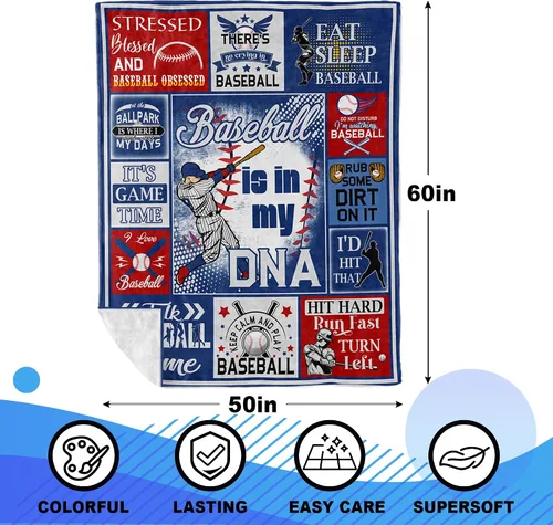Miniatura 4 de Regalos de béisbol para niños de 8 a 12 años, regalos de béisbol de Navidad para hombres de todas las edades, regalos para niños que aman la manta