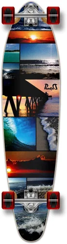 Yocaher Longboard - Patineta completa Kicktail Cruiser de 40 x 10 pulgadas con cinta de agarre negra de alta calidad, camión de aleación de aluminio