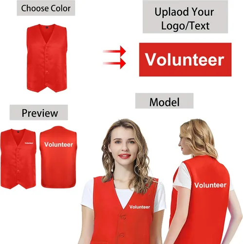 Miniatura 3 de TOPTIE Chaleco de trabajo personalizado Voluntario Actividad Supermercado Uniforme Unisex Chaleco