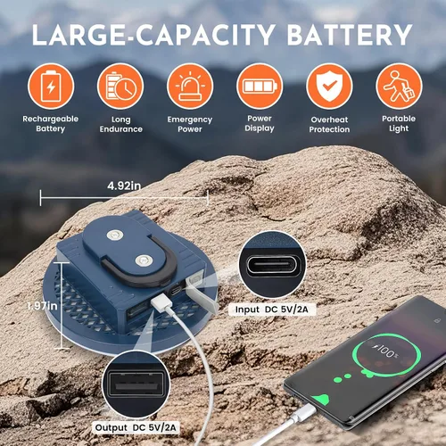 Miniatura 3 de Paquete de 2 luces de campamento de 12000 mAh, luz de tienda de campaña de 42 W, linterna portátil, linterna LED para campamento, luces de toldo al