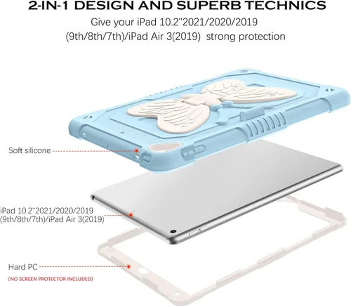 Miniatura 3 de YINLAI Funda para iPad de 9ª, 8ª y 7ª generación de 10.2 pulgadas, iPad Air de 3ª generación con soporte para lápiz y soporte para lápices