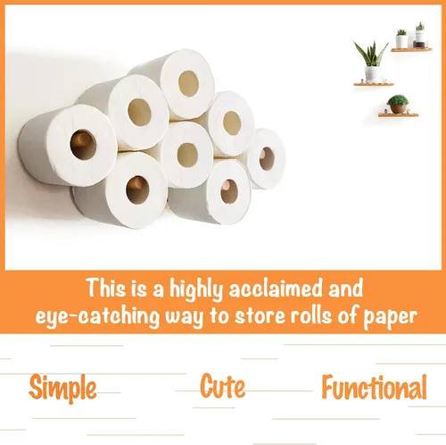 Miniatura 2 de Soporte de Papel Higiénico en Nube, Decoración Linda Ahorradora de Espacio para 4-13 Rollos de Papel Higiénico, Decoración Artística de Madera