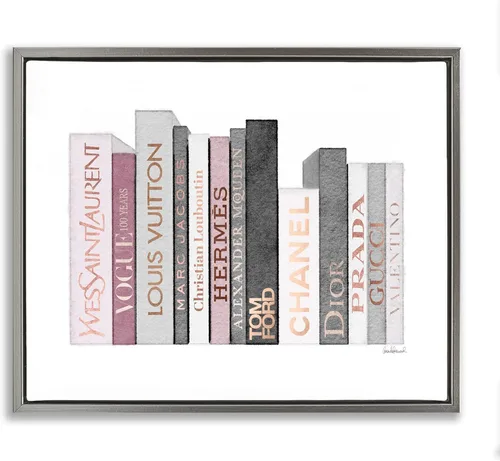 Miniatura 11 de Stupell Industries Librero de diseñador de moda acuarela rosa y gris, diseño de Amanda Greenwood, 16 x 20 pulgadas