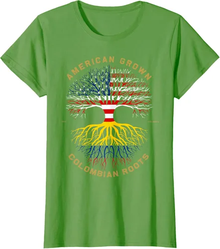 Miniatura 52 de Camiseta de regalo con la bandera de Estados Unidos con árbol de raíces colombianas