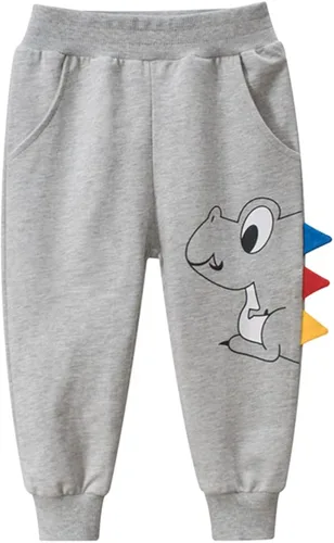 Miniatura 5 de GFQLONG Paquete de 2 pantalones deportivos de dinosaurio de algodón para niños pequeños, pantalones deportivos de dibujos animados para niños
