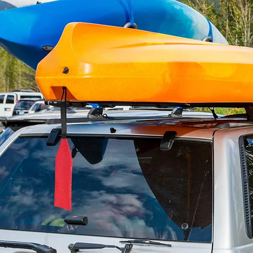 Miniatura 6 de Frienda Bandera de viaje de seguridad de 2 piezas para kayak, canoa, bandera de advertencia con cincha para kayak, SUP, remolque, canoas, camión