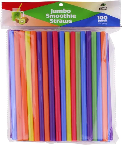 Miniatura 7 de Comfy Package, [100 unidades] Pajitas de plástico jumbo para batidos, 8.5 pulgadas de alto, varios