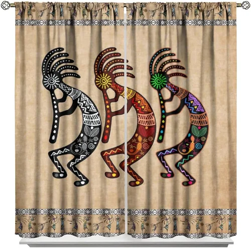 Miniatura 7 de Kokopelli - Cortinas opacas para cocina, decoración de sala de estar, dormitorio, 21 x 45 pulgadas, 2 paneles
