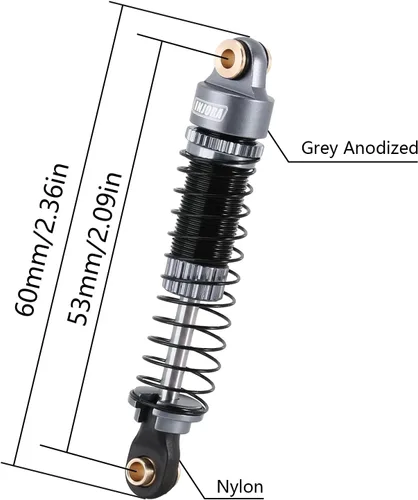 Miniatura 3 de INJORA 53mm 6g Cada amortiguador de aceite roscado para TRX4M TRX4MT 1/18 RC Crawler mejora gris