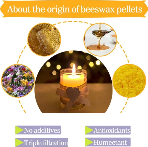 Miniatura 4 de AHSNYLC Cuentas de cera de abeja amarillas a granel, pellets de cera de abeja amarilla de 31.22 oz, pastillas de cera de abeja pura, fabricación