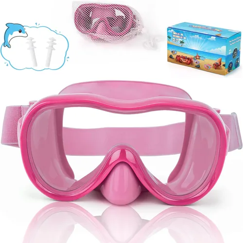 iGym Gafas de natación para niños, máscara de buceo, máscara de buceo, gafas de natación con cubierta de nariz y correas elásticas cubierta y bolsa
