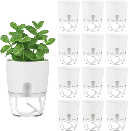 Miniatura 19 de Macetas de riego automático para plantas de interior, macetas para exteriores, paquete de 3 macetas de riego automático de 6 pulgadas, macetas