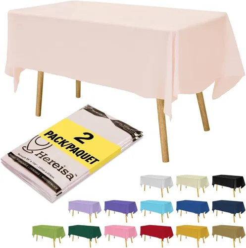 Miniatura 70 de Paquete de 3 manteles de plástico desechables de 54 x 108 pulgadas, manteles de color blanco hueso, manteles de fiesta nupcial para fiestas