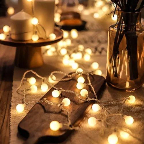 Miniatura 7 de Guirnalda de luces de globo de 20 pies con 40 luces LED alimentadas por USB, color blanco cálido, para fiesta de cumpleaños, boda, Navidad y Blanco