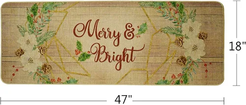Miniatura 3 de E-view Tapete de Navidad decorativo para interiores y exteriores, de goma, para puerta delantera, felpudos de bienvenida de invierno para porche