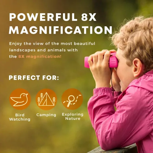Miniatura 45 de Binoculares para niños – Juguete perfecto para niños pequeños y niñas – Juego extenso que incluye lupa y brújula – Potente aumento 8 x 21 – niños