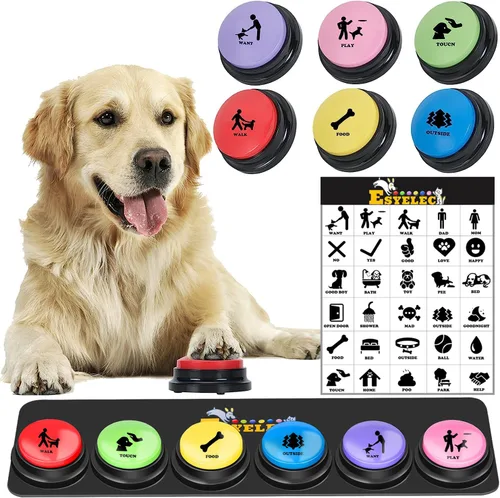 Miniatura 9 de Botones para perros para comunicación, paquete de 8 botones para hablar de perros, botón de grabación de voz de 30 segundos, timbre de entrenamiento