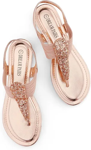 Miniatura 3 de DREAM PAIRS Sandalias estilo gladiador de tiras elásticas para mujer para el verano