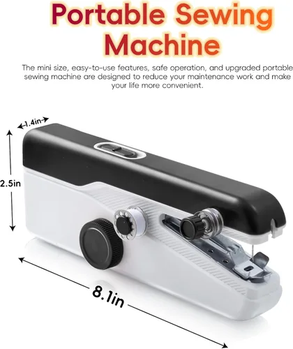 Miniatura 7 de Nueva máquina de coser portátil de mano, máquina de coser a mano con juego completo de hilos, adecuada para reparación rápida de bricolaje y uso