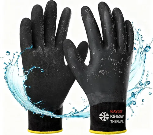 Miniatura 10 de KAYGO Guantes de trabajo impermeables para hombres y mujeres, guantes de trabajo recubiertos de goma antideslizantes para jardín, construcción al