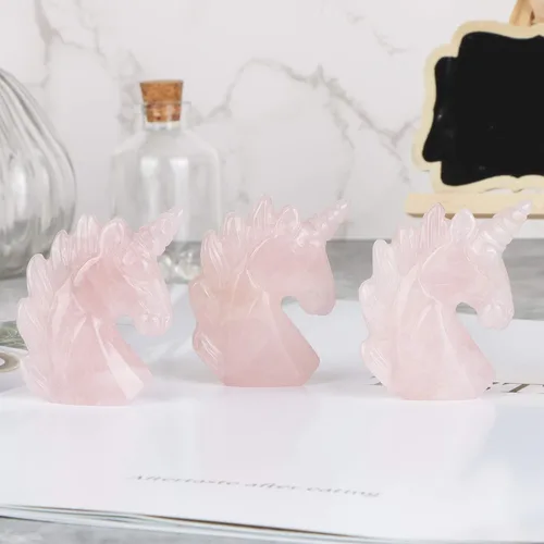 Miniatura 3 de Artistone Figuras de piedra de unicornio de jade de aventurina verde de 2 pulgadas talladas a mano, adorno de unicornio de cristal, símbolo