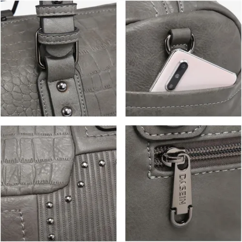 Miniatura 5 de Dasein Bolsas de barril de cuero vegano suave para mujer, bolso de mano grande con asa superior para trabajo, bolso de hombro