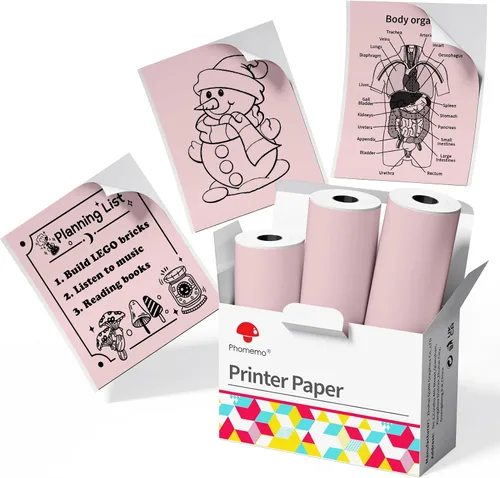 Miniatura 10 de Phomemo Papel adhesivo blanco - para mini impresora Phomemo T02/T02Pro/Q02E/M02X/Y02C/Q02, para notas de estudio, fotos, bricolaje, calcomanías